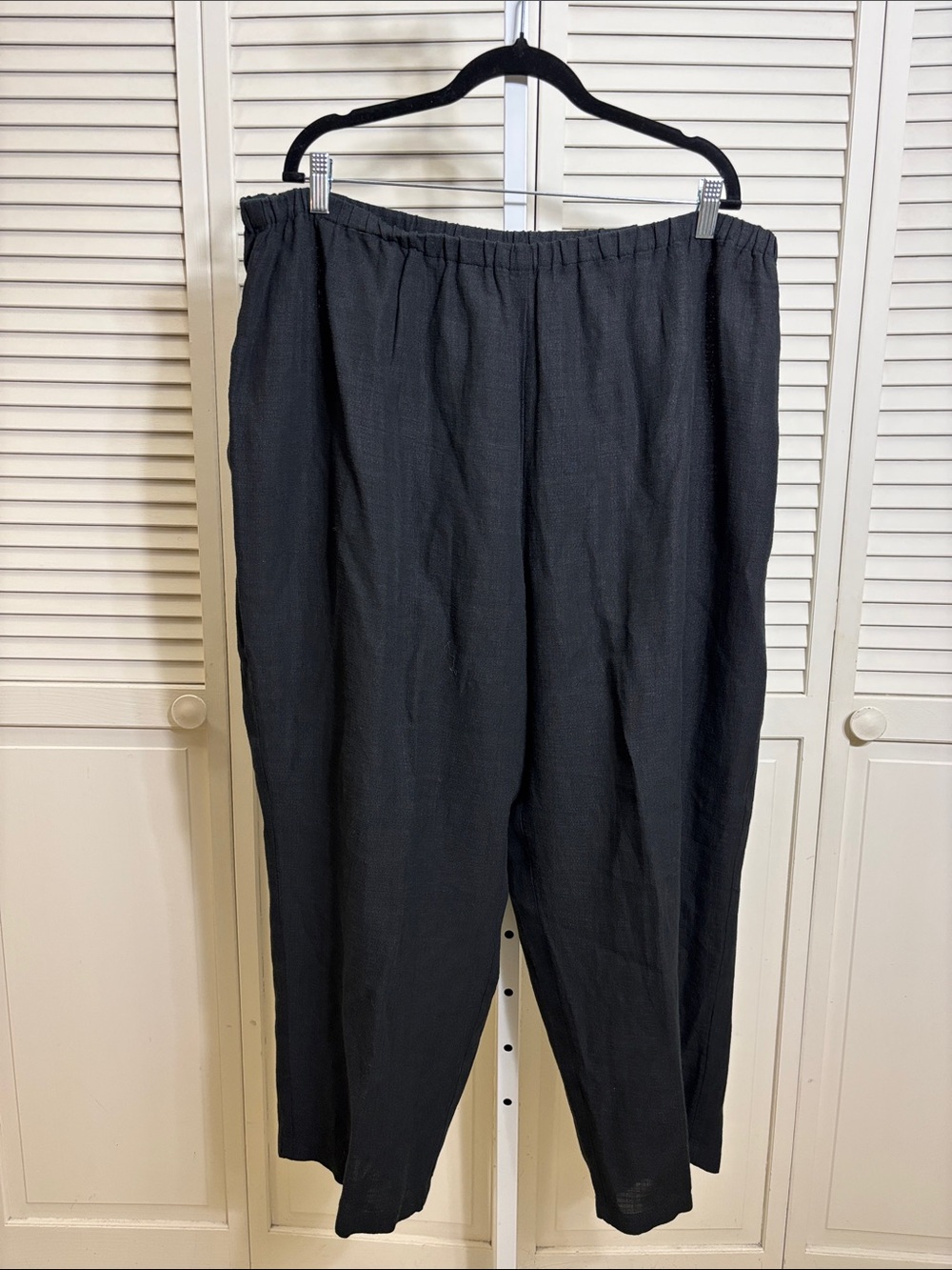 Eileen Fisher Black Woven Cropped Straight-Leg Lightweight Pants 2X